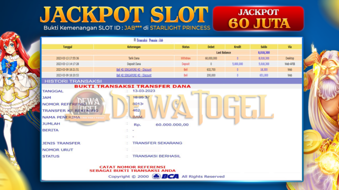 Bukti jackpot STARLIGHT PRINCES DEWATOGEL Bukti jackpot STARLIGHT PRINCES DEWATOGEL #28